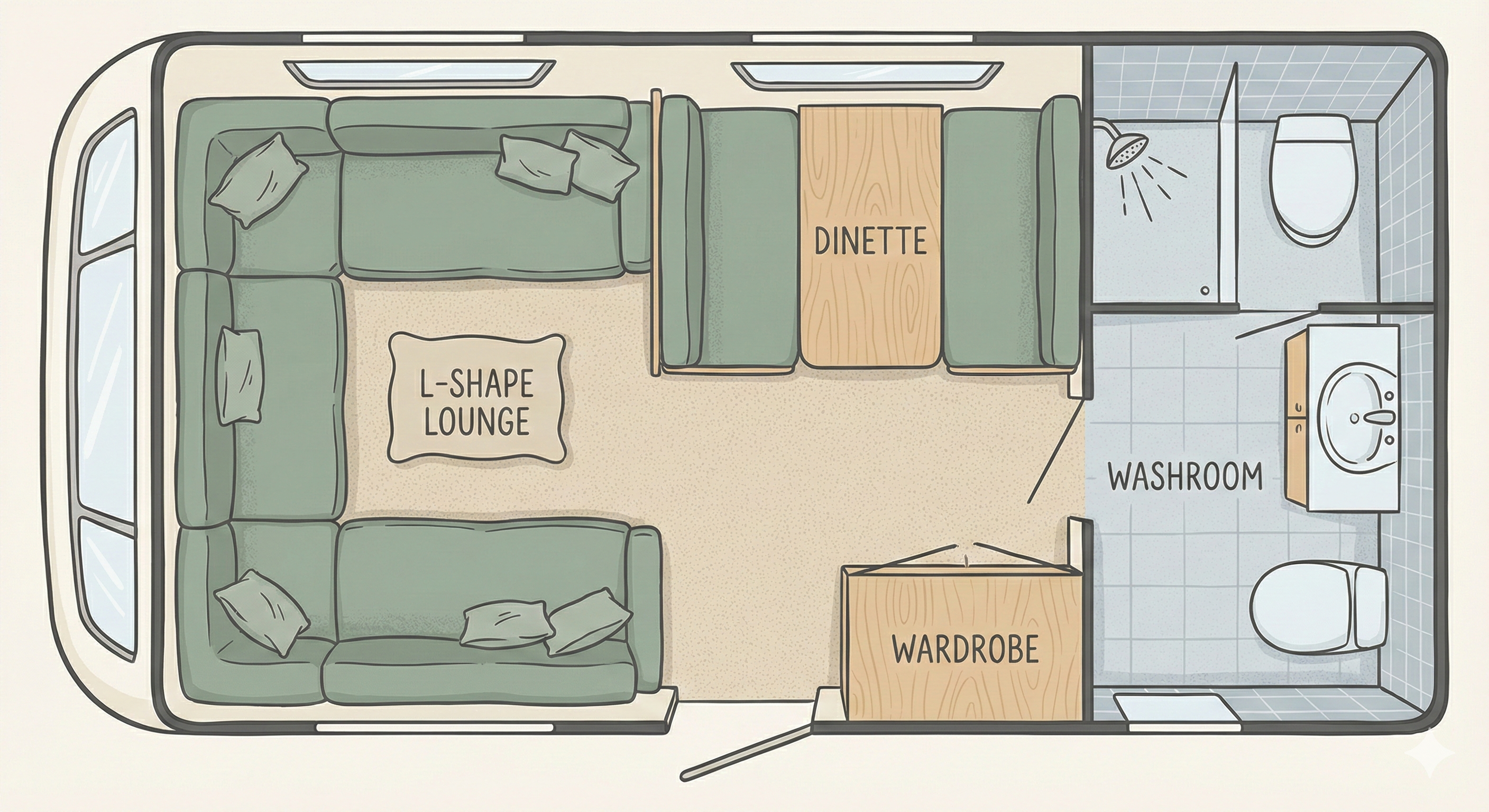 L-Shape + Dinette floorplan